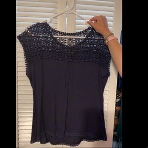 Fun navy top with eyelet detail